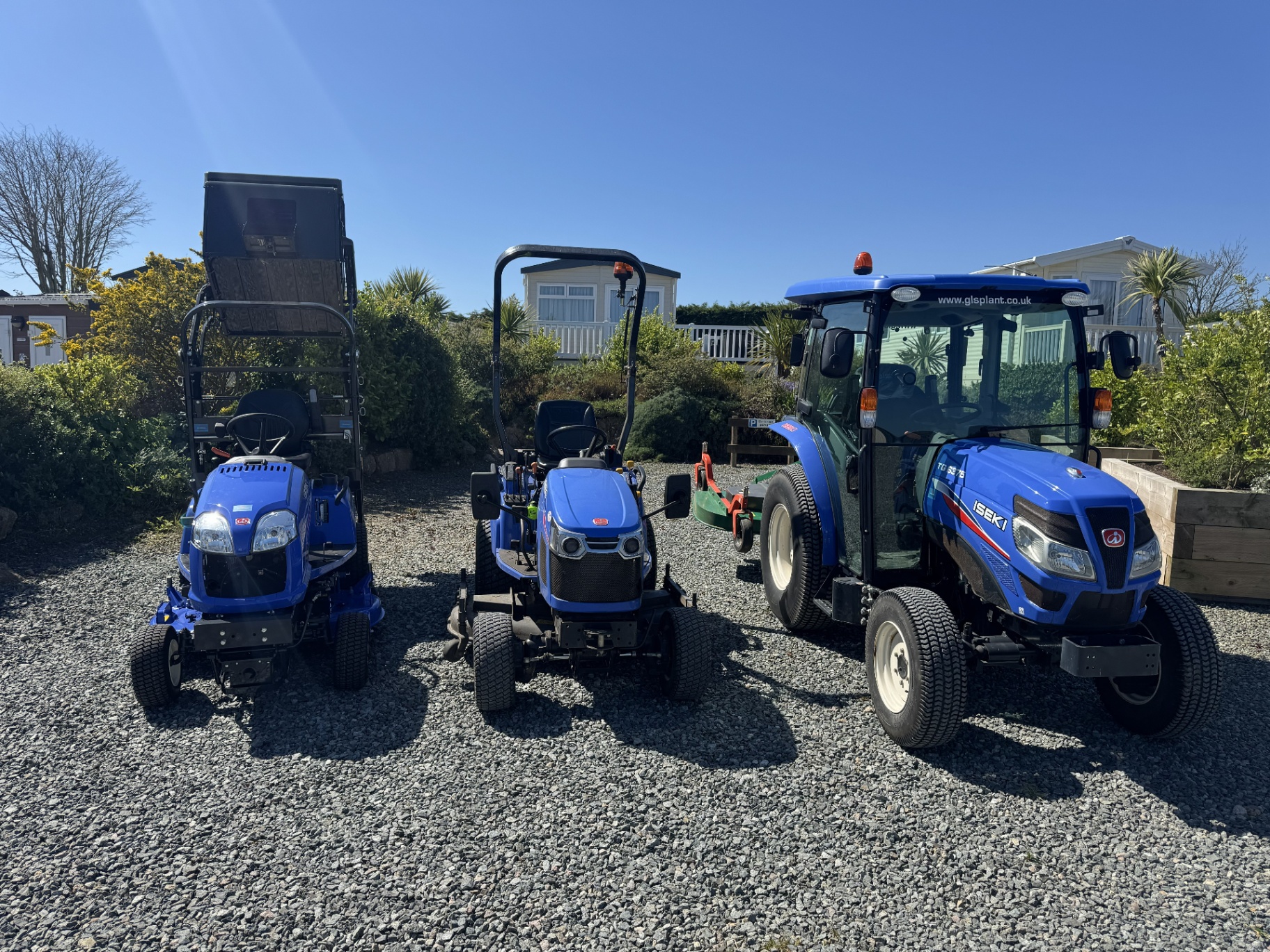 The park's fleet of mowers and tractors lined up