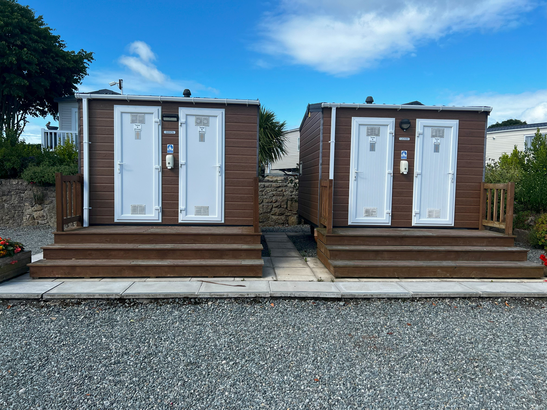 Interior of the heated shower and toilet facilities at Pen Parc